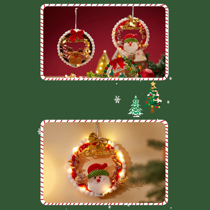 DIY Christmas Wreath Hanging Ornament Unfinish DIY Crafts Pack with LED Light String