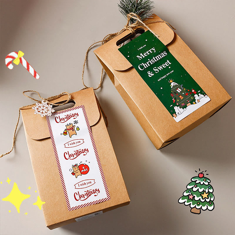 Merry Christmas Greeting Sticker Roll Rectangular-Shaped Sealing Sticker