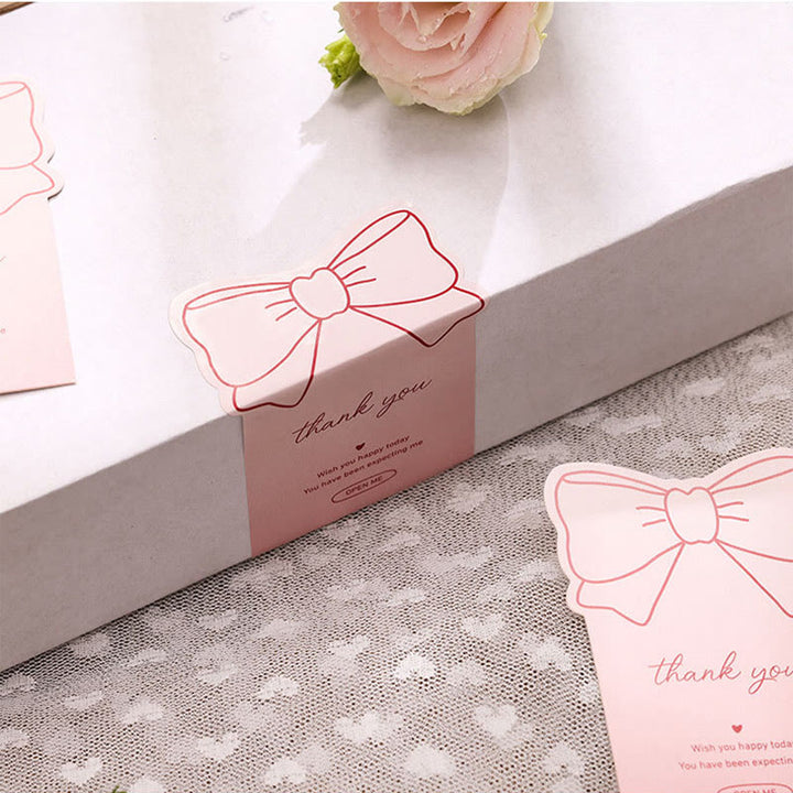 Pink Bowknot Pattern Sticker Greeting Cards Gift Wrapping Supply