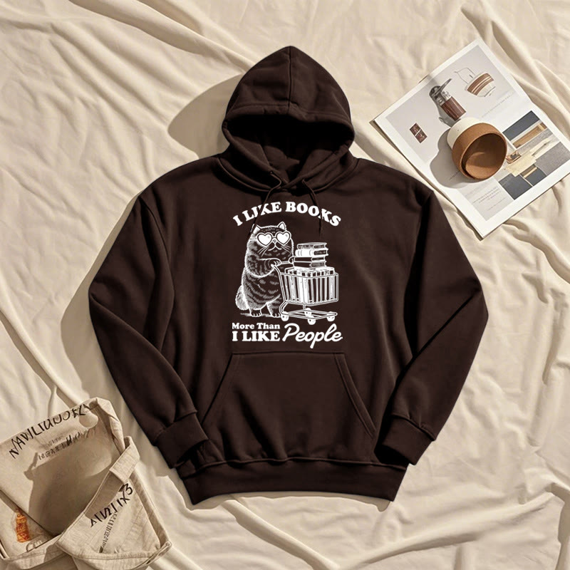 I Like Books Fleece Lined Hoodie Comfy Hooded Sweatshirts