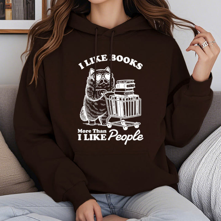 I Like Books Fleece Lined Hoodie Comfy Hooded Sweatshirts