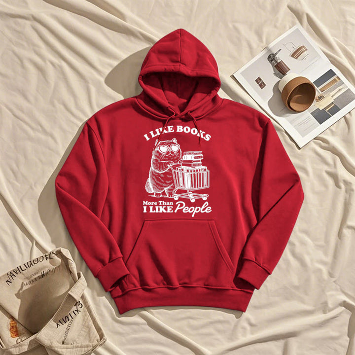 I Like Books Fleece Lined Hoodie Comfy Hooded Sweatshirts