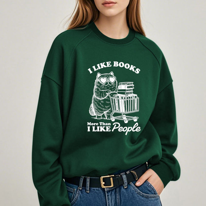 I LOVE BOOK THAN PEOPLE Womens Crewneck Sweatshirt Pullover