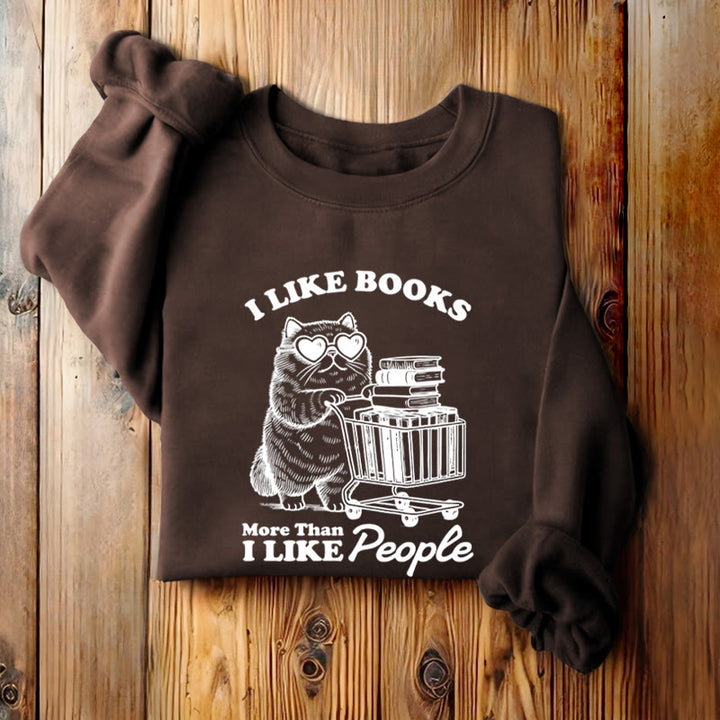 I LOVE BOOK THAN PEOPLE Womens Crewneck Sweatshirt Pullover