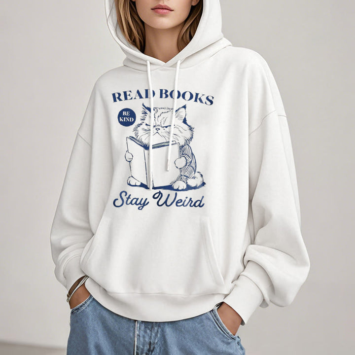 Read Books Stay Weird Fleece Lined Hoodie Comfy Hooded Sweatshirts