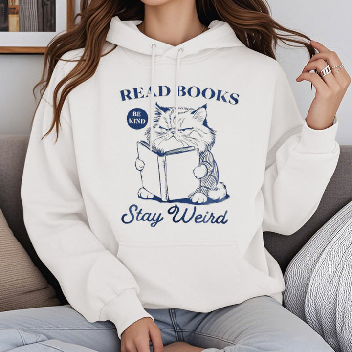 Read Books Stay Weird Fleece Lined Hoodie Comfy Hooded Sweatshirts