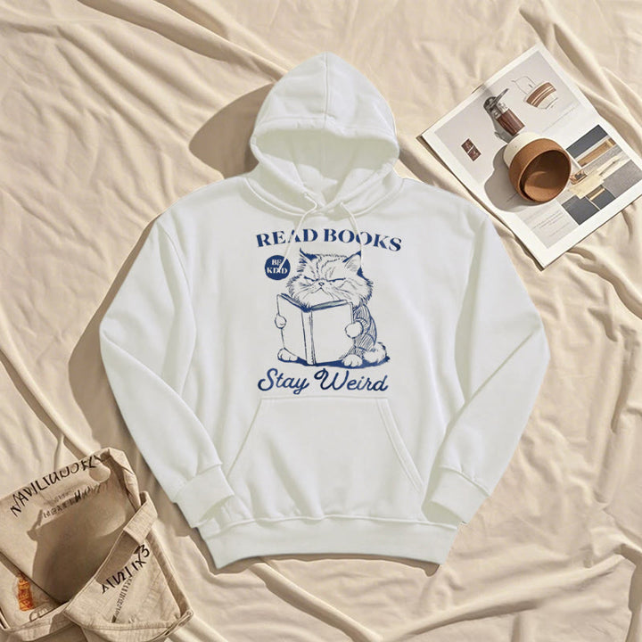 Read Books Stay Weird Fleece Lined Hoodie Comfy Hooded Sweatshirts