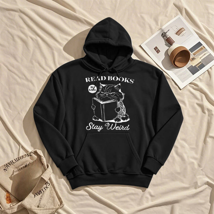 Read Books Stay Weird Fleece Lined Hoodie Comfy Hooded Sweatshirts