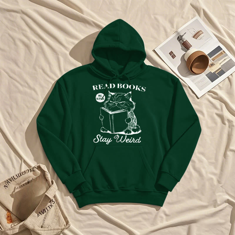 Read Books Stay Weird Fleece Lined Hoodie Comfy Hooded Sweatshirts