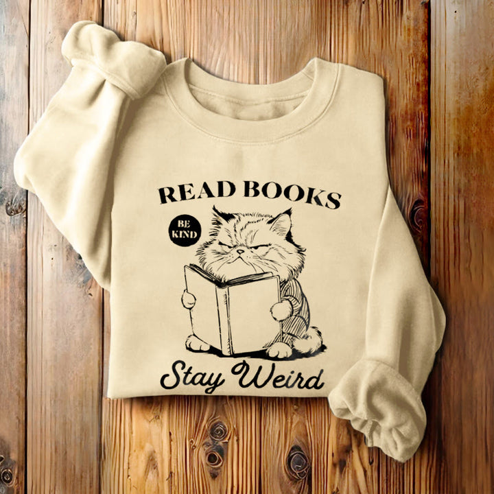 READ, BE KIND, STAY WEIRD Womens Crewneck Sweatshirt Pullover