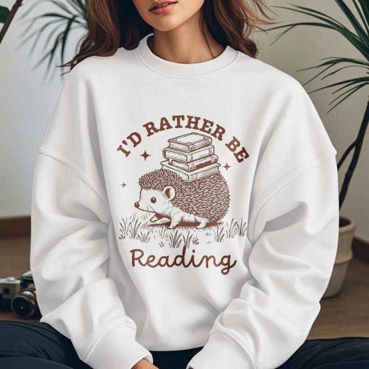 I'D RATHER BE READING Womens Crewneck Sweatshirt Pullover