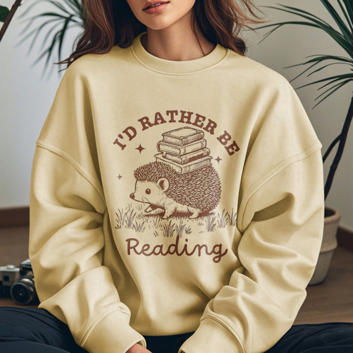 I'D RATHER BE READING Womens Crewneck Sweatshirt Pullover