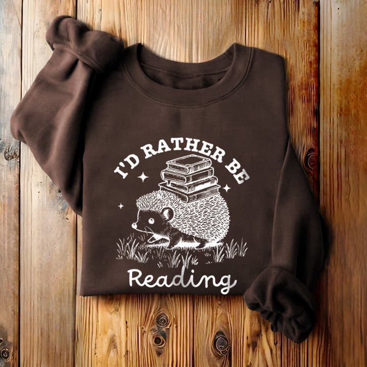 I'D RATHER BE READING Womens Crewneck Sweatshirt Pullover