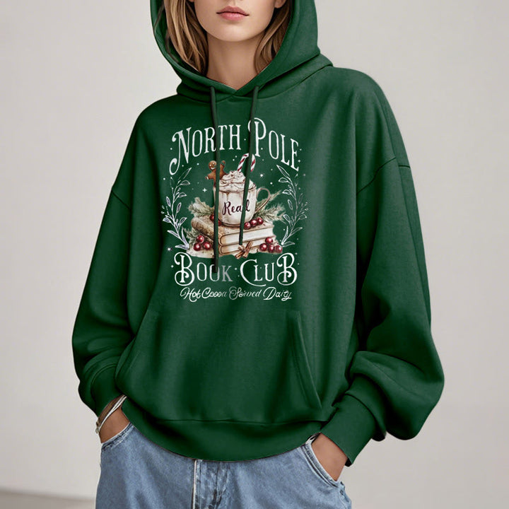 North Pole Book Club Fleece Lined Hoodie Comfy Hooded Sweatshirts