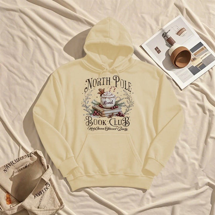 North Pole Book Club Fleece Lined Hoodie Comfy Hooded Sweatshirts