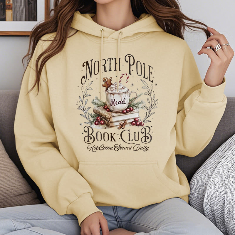 North Pole Book Club Fleece Lined Hoodie Comfy Hooded Sweatshirts