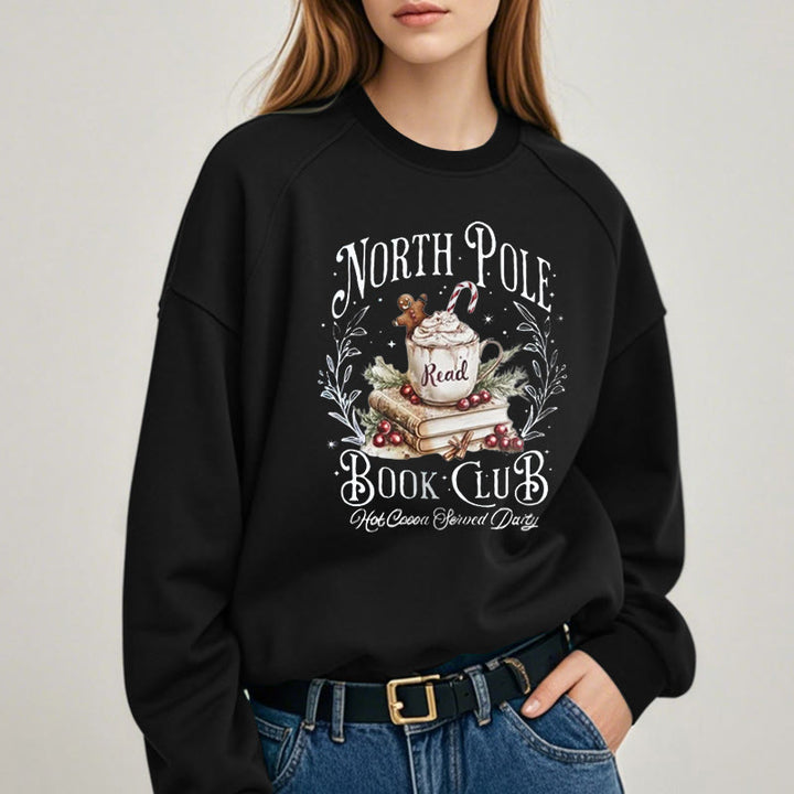 NORTH POLE BOOK CLUB Womens Crewneck Sweatshirt Pullover