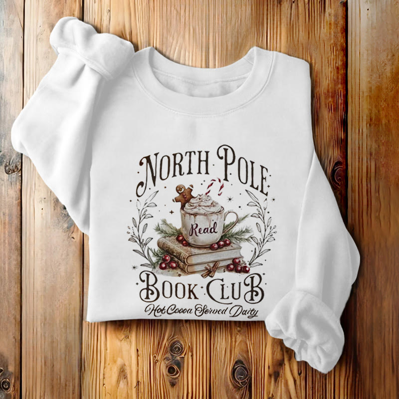 NORTH POLE BOOK CLUB Womens Crewneck Sweatshirt Pullover