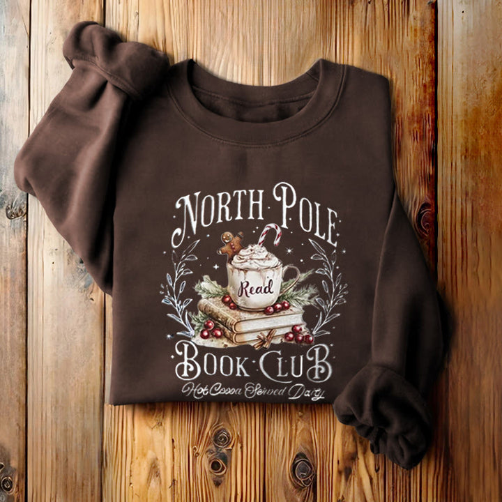 NORTH POLE BOOK CLUB Womens Crewneck Sweatshirt Pullover