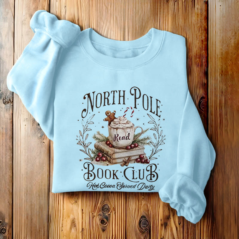 NORTH POLE BOOK CLUB Womens Crewneck Sweatshirt Pullover