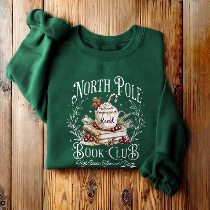 NORTH POLE BOOK CLUB Womens Crewneck Sweatshirt Pullover