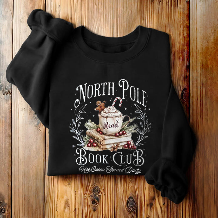 NORTH POLE BOOK CLUB Womens Crewneck Sweatshirt Pullover