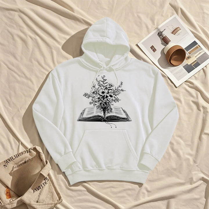 Bouquet In The Books Fleece Lined Hoodie Comfy Hooded Sweatshirts