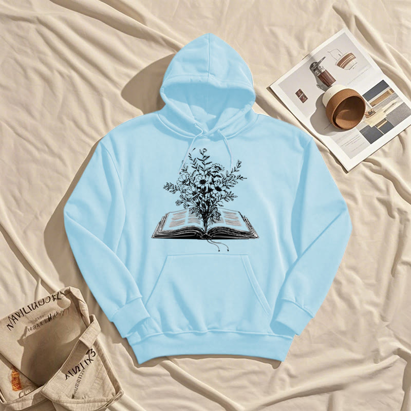 Bouquet In The Books Fleece Lined Hoodie Comfy Hooded Sweatshirts