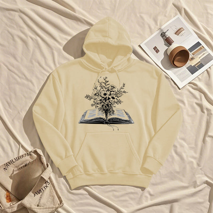 Bouquet In The Books Fleece Lined Hoodie Comfy Hooded Sweatshirts