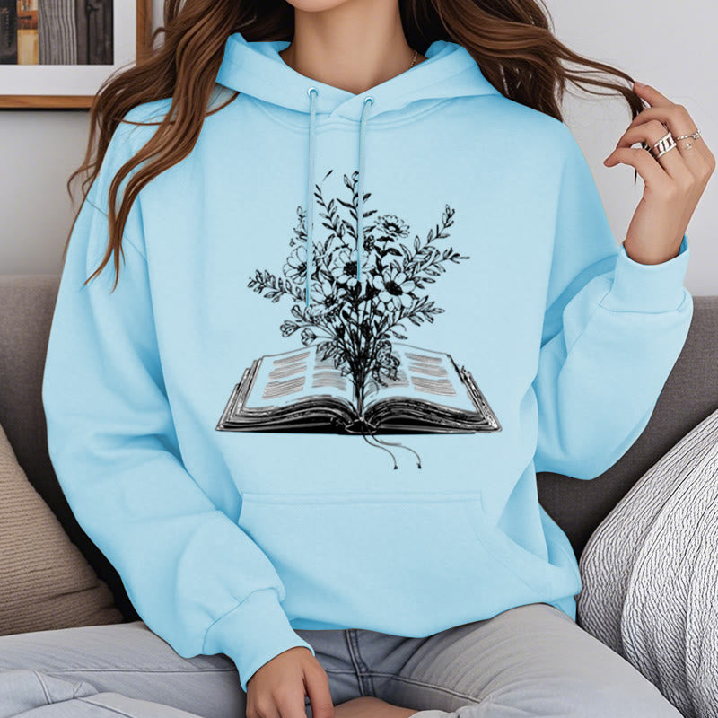 Bouquet In The Books Fleece Lined Hoodie Comfy Hooded Sweatshirts