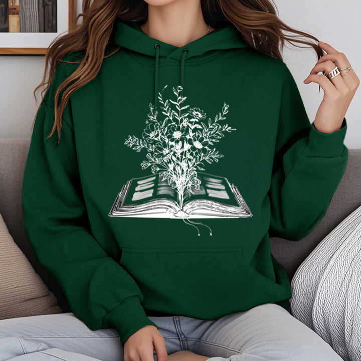 Bouquet In The Books Fleece Lined Hoodie Comfy Hooded Sweatshirts