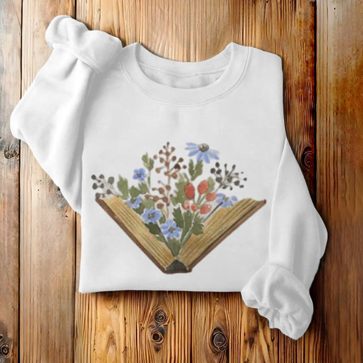 Book Grow Flowers Womens Crewneck Sweatshirt Pullover