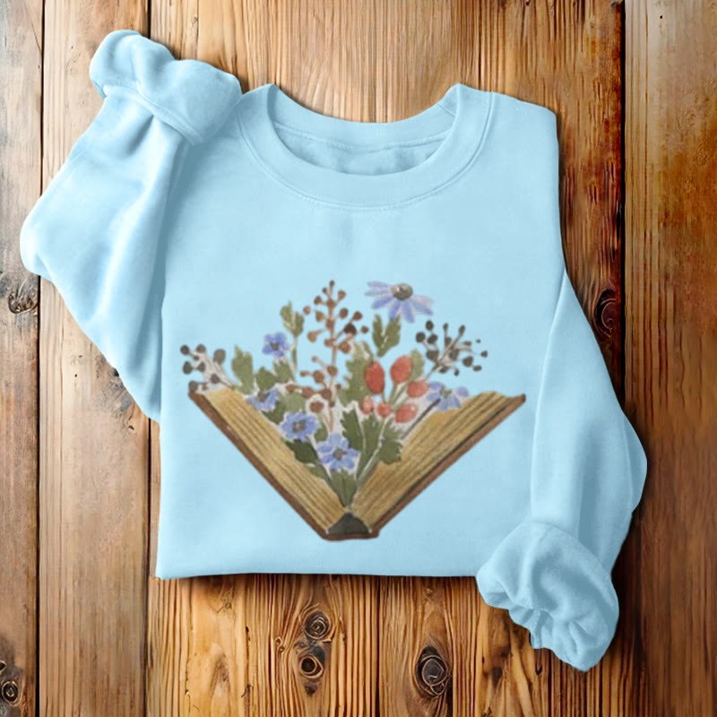 Book Grow Flowers Womens Crewneck Sweatshirt Pullover