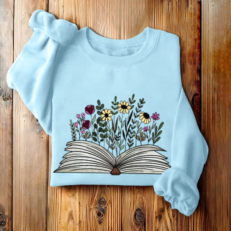 Flowers in The Book Womens Crewneck Sweatshirt Pullover