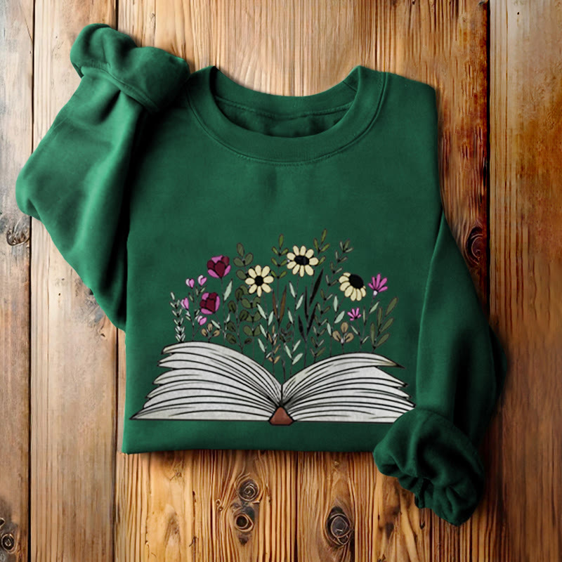 Flowers in The Book Womens Crewneck Sweatshirt Pullover