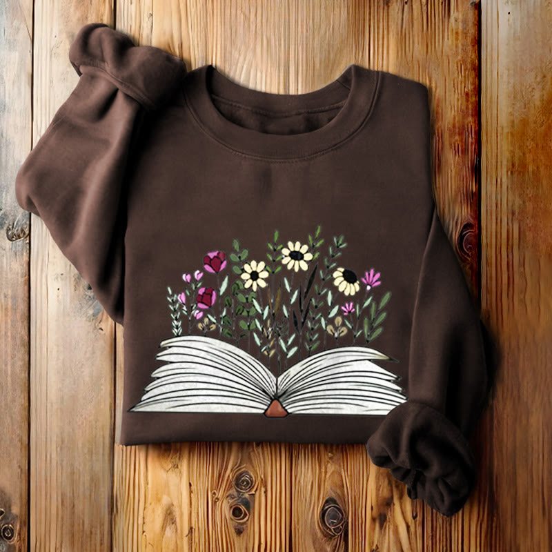 Flowers in The Book Womens Crewneck Sweatshirt Pullover