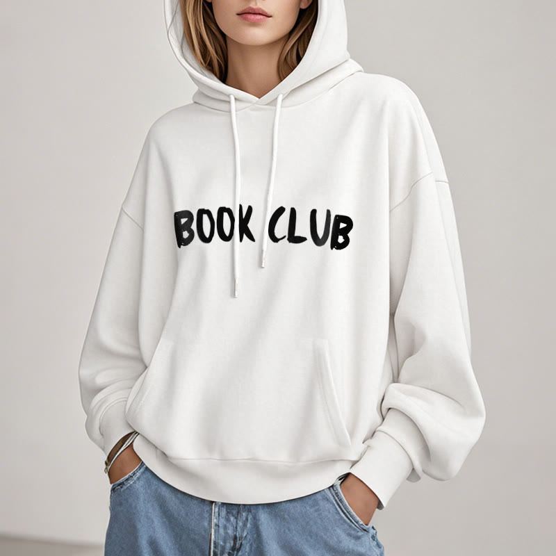 Book Club Words Fleece Lined Hoodie Comfy Hooded Sweatshirts