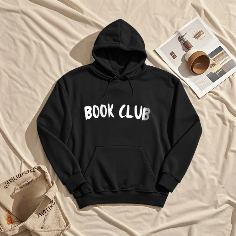 Book Club Words Fleece Lined Hoodie Comfy Hooded Sweatshirts