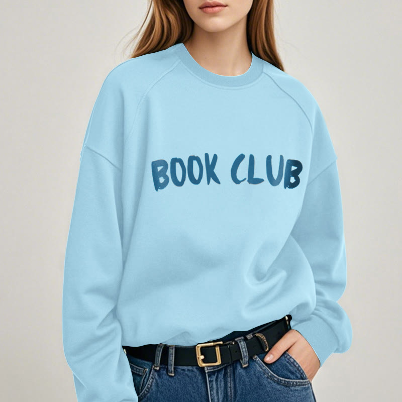 BOOK CLUB Solid Color Womens Crewneck Sweatshirt Pullover