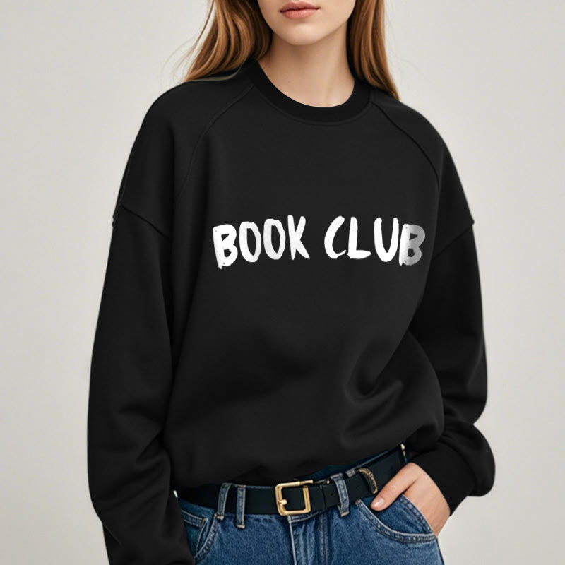 BOOK CLUB Solid Color Womens Crewneck Sweatshirt Pullover