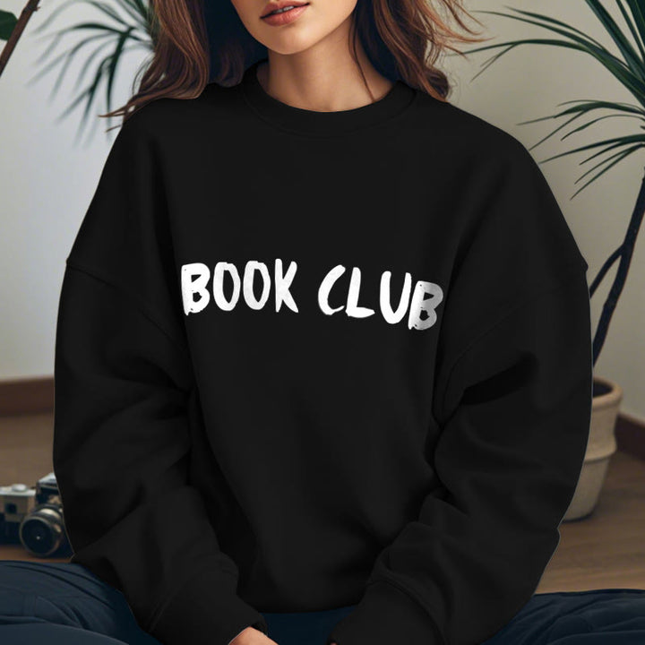 BOOK CLUB Solid Color Womens Crewneck Sweatshirt Pullover