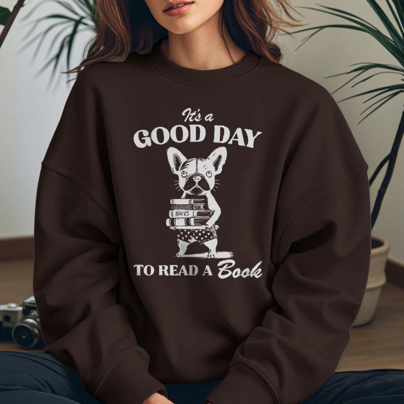 GOOD DAY TO READ Solid Color Womens Crewneck Sweatshirt Pullover