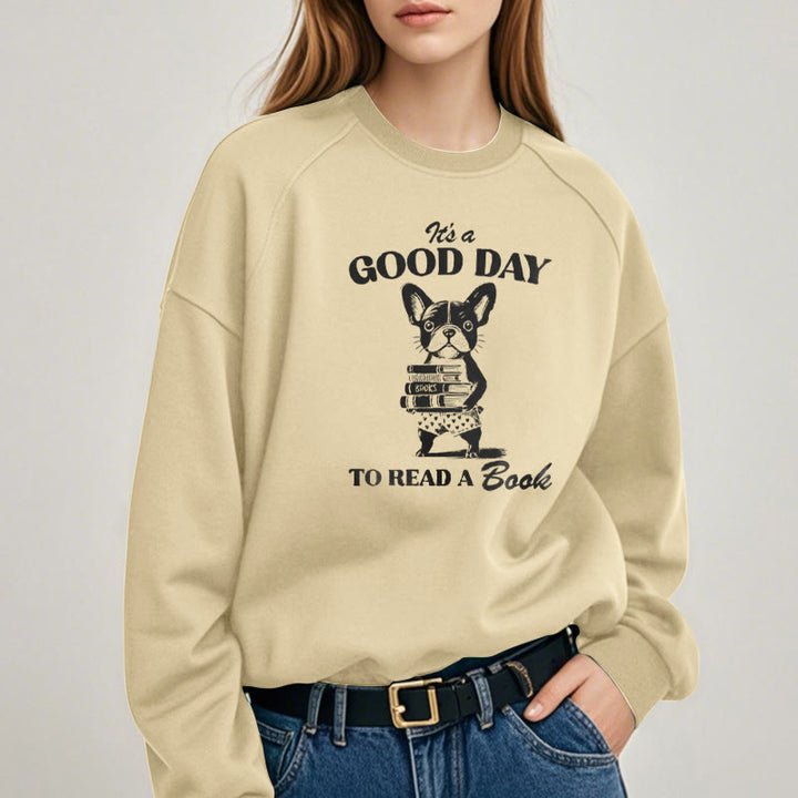 GOOD DAY TO READ Solid Color Womens Crewneck Sweatshirt Pullover