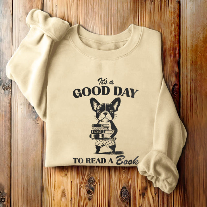 GOOD DAY TO READ Solid Color Womens Crewneck Sweatshirt Pullover