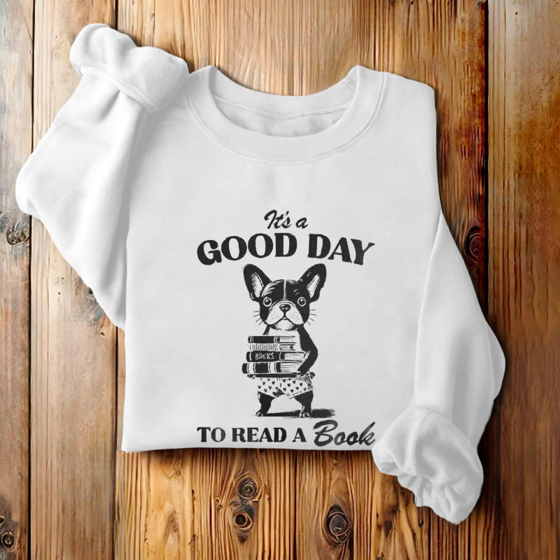 GOOD DAY TO READ Solid Color Womens Crewneck Sweatshirt Pullover