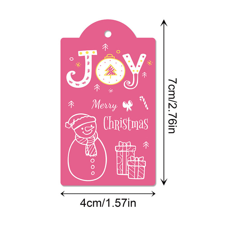 60pcs Set Pink Christmas Snowman Theme Greeting Gift Tag With Rope