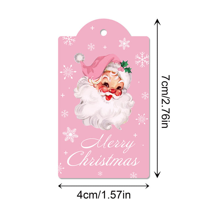 60pcs Set Pink Christmas Snowman Theme Greeting Gift Tag With Rope