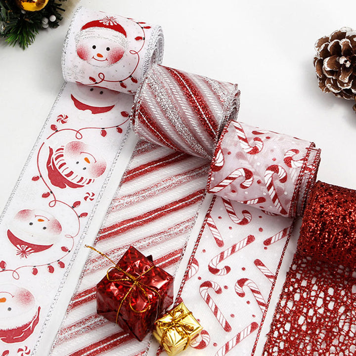 Christmas Pattern Wrapping Ribbon For Gift Box Packing Decor