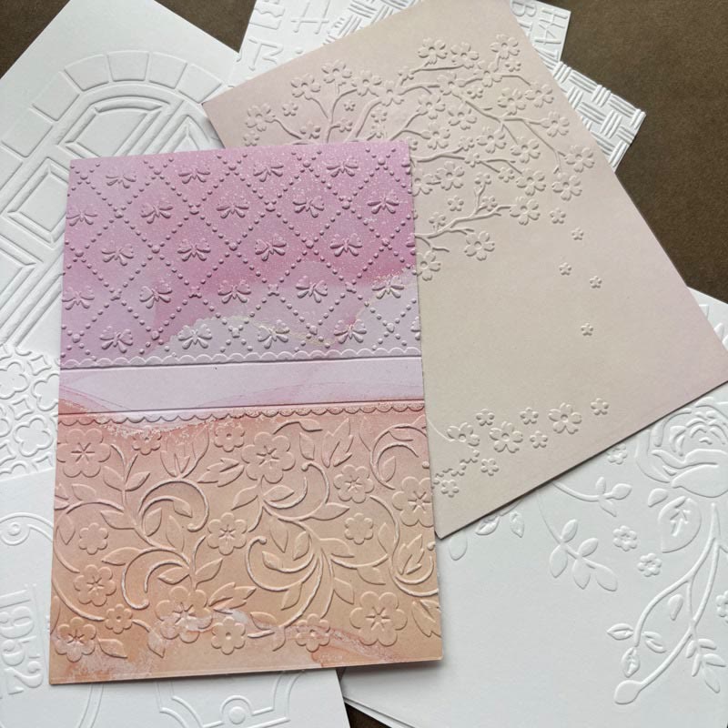 3D Embossed Folder Plant Texture Design For Journal Card Making