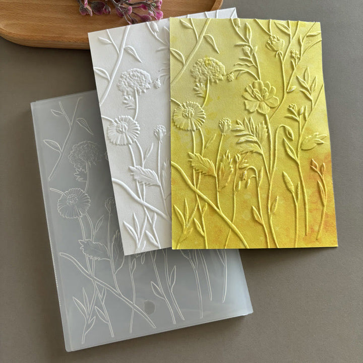 3D Embossed Folder Vlooming Flower Texture Design For Journal Card Making